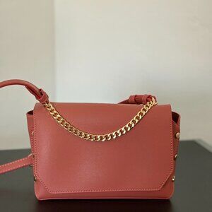 Anthropologie Pink/Coral Cross Body or Shoulder Bag with Gold Chain